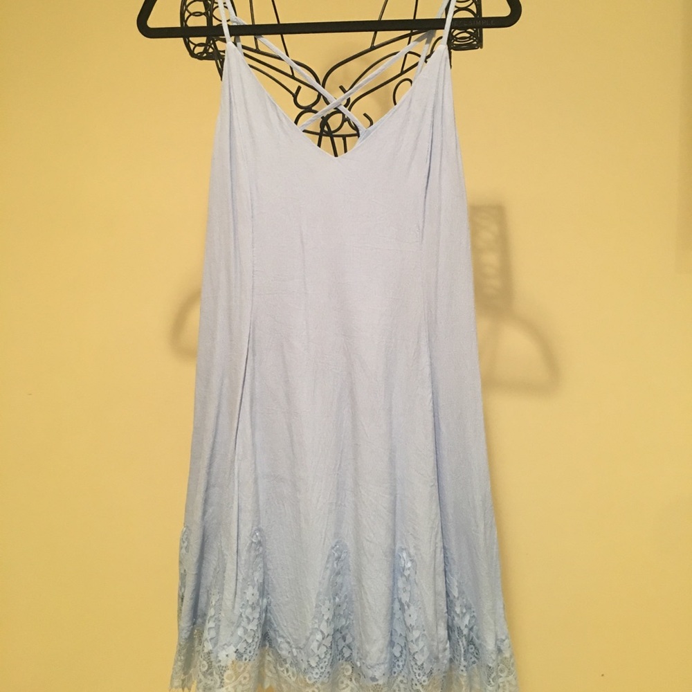 LUSH - Light Blue Dress with Lace Trim
